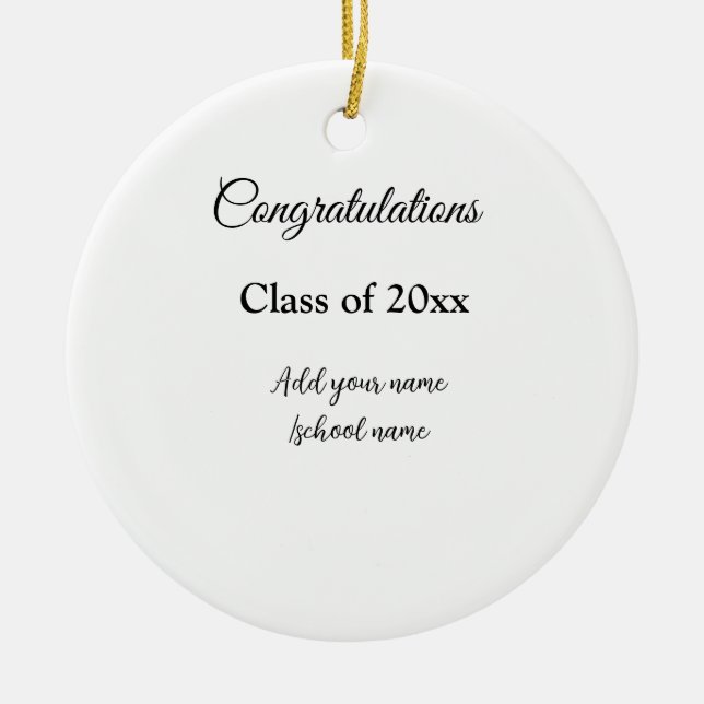 Simple graduation congratulations minimal add clas ceramic tree decoration (Front)