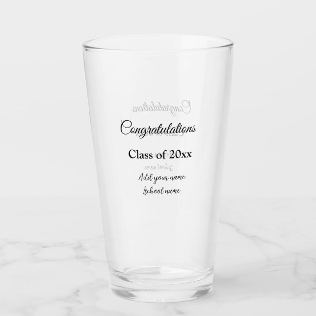 Simple graduation congratulations minimal add clas glass (Front)