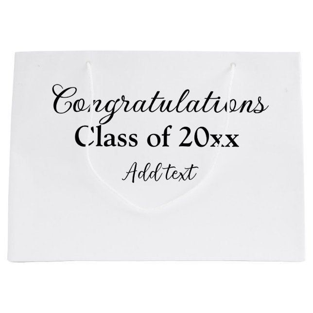 Simple graduation congratulations minimal add clas large gift bag (Front)