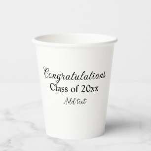 Simple graduation congratulations minimal add clas paper cups