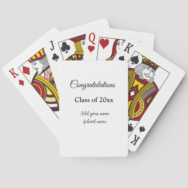 Simple graduation congratulations minimal add clas playing cards (Back)
