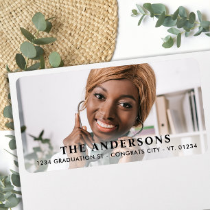 Simple Graduation Custom Photo Return Address  Label
