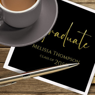 Simple Graduation Gold Script Custom Napkin