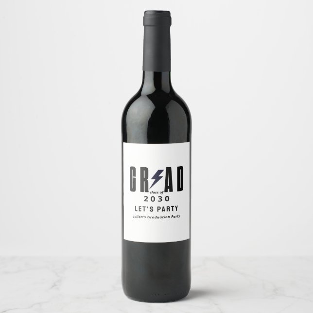 Simple Graduation Grad Party Wine Label (Front)