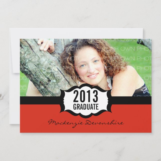 Simple Graduation Invitation, Red Invitation (Front)