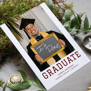 Simple Graduation Modern Stylish Grad Party Photo Invitation