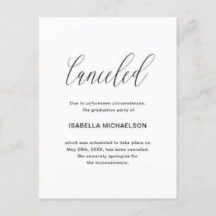 Simple Graduation Party Cancellation Announcement