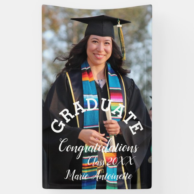 Simple Graduation Photo & Bold Letter  Banner (Vertical)