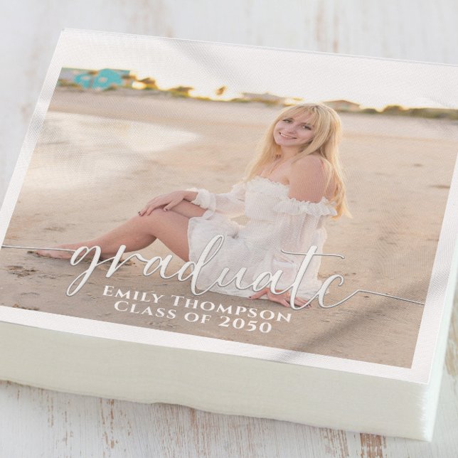 Simple Graduation Photo Elegant Minimalist Napkin (Creator Uploaded)