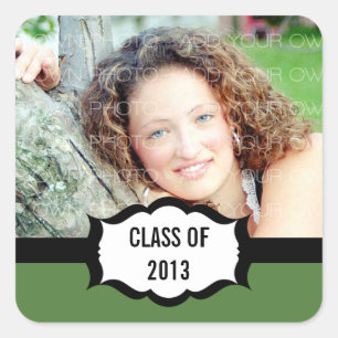 Simple Graduation Stickers, Green Square Sticker