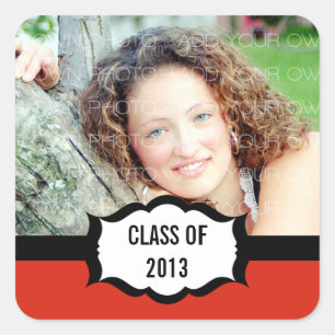 Simple Graduation Stickers, Red Square Sticker