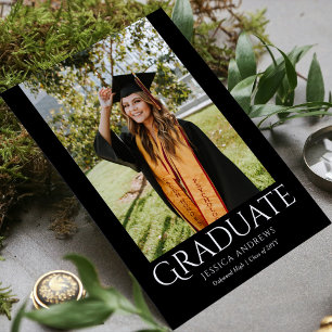 Simple Graduation Stylish Modern Grad Party Photo Invitation