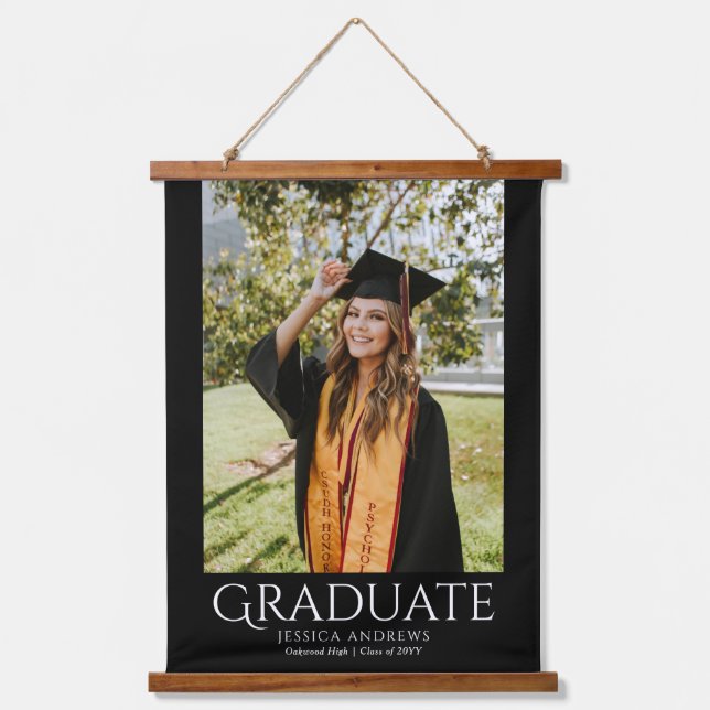 Simple Graduation Stylish Modern Graduate Photo Hanging Tapestry (Front)