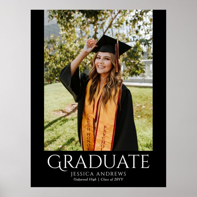 Simple Graduation Stylish Modern Graduate Photo Poster (Front)