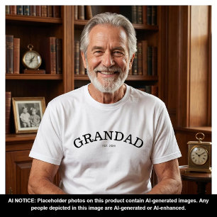 Simple Grandad Established Custom Year Grandpa T-Shirt
