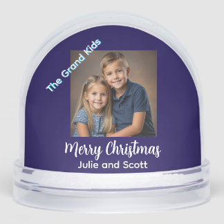 Simple Grandkids Photo Personalize Snowglobe