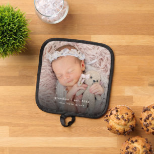 Simple Grandma Year Established New Baby Photo Pot Holder