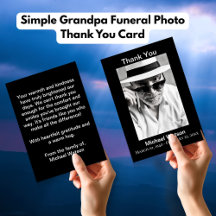 Simple Grandpa Funeral Photo Thank You Card