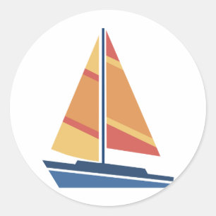 Simple Graphic Sailboat Classic Round Sticker