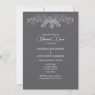 Simple Gray Line Art Eucalyptus Rehearsal Invitation