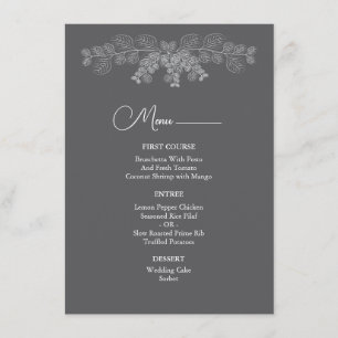 Simple Gray Line Art Eucalyptus Wedding  Menu