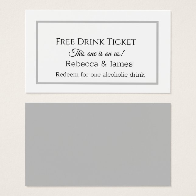 Simple Gray Plain Free Ticket Drink (Front & Back)