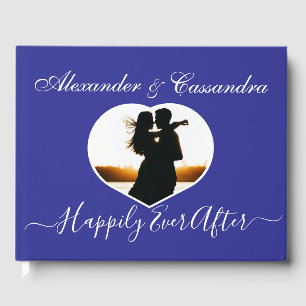 Simple Greek Royal Blue, elegant,photo Wedding Guest Book