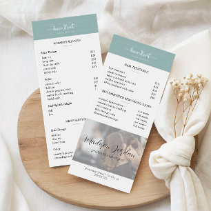 Simple Green Add Photo Hair Salon Pricing Rack Card