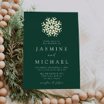 Simple Green and Gold Snowflake Wedding<br><div class="desc">Make your big day sparkle with our Simple Snowflake Green and Gold Foil Wedding Invitation. This stunning design showcases a bold gold foil snowflake atop a forest green background. Couples can personalise with their names and wedding details in elegant white serif lettering with calligraphy accents. Perfect for modern winter, holiday,...</div>