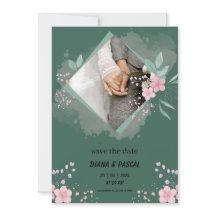 Simple Green and Pink Save the Date