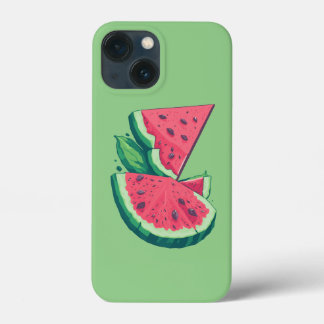 Simple Green and Pink Watermelon Fresh Fruit iPhone 13 Mini Case