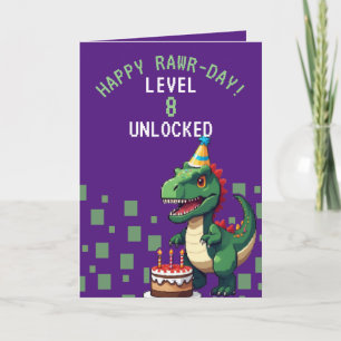 Simple Green and Purple Pixel Gamer Birthday Card