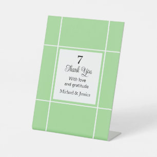 Simple Green and White Bridal Wedding Thank You Pedestal Sign