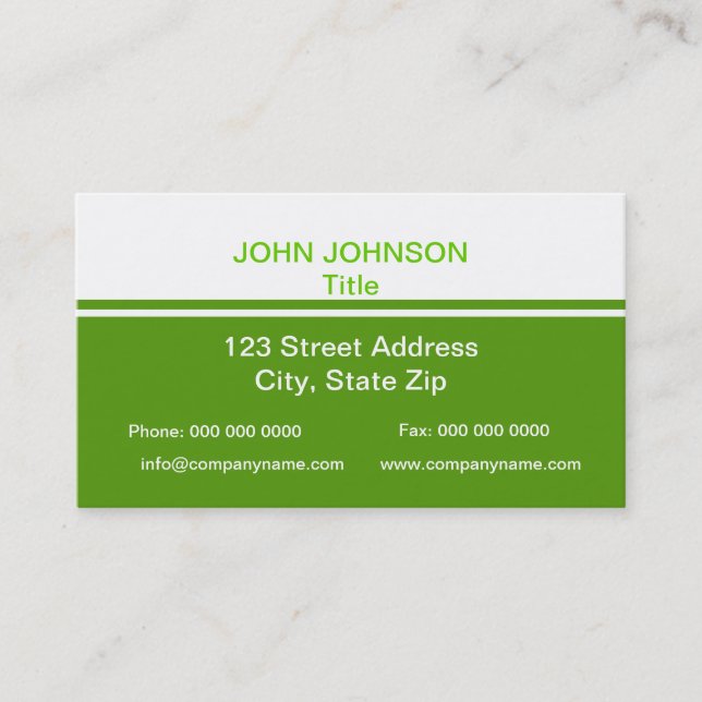 Simple Green and White Business Card (Front)