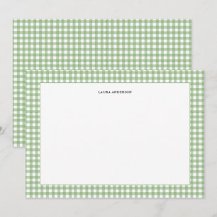 Simple green and white Gingham personalised  Thank You Card
