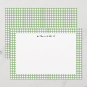 Simple green and white Gingham personalised Thank You Card