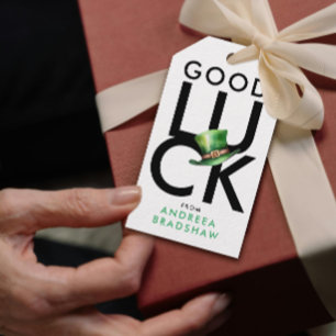 Simple Green And White St. Patrick's Day Hat  Gift Tags