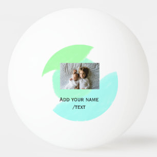 simple green blue watercolor add photo custom text ping pong ball