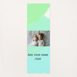 simple green blue watercolor add photo custom text yoga mat