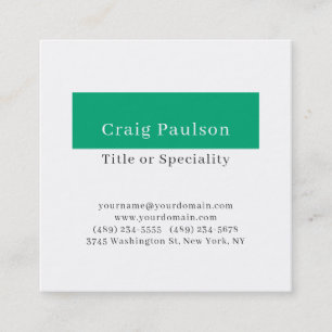 Simple Green Blue White Minimalist Modern Square Business Card