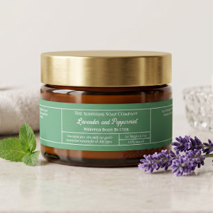 Simple green body butter cosmetics jar 1" x 7.25" wrap around label