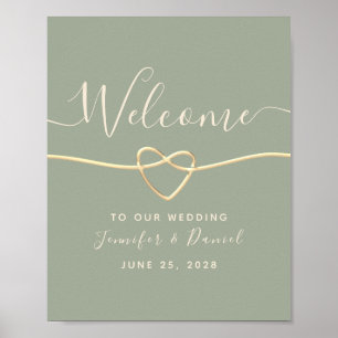 Simple Green Calligraphy Wedding Welcome Poster
