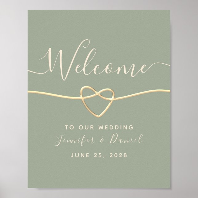 Simple Green Calligraphy Wedding Welcome Poster (Front)