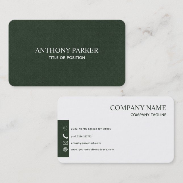 Simple Green Canvas Business Card (Front/Back)