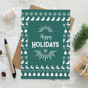 Simple green card, white decor Christmas Card