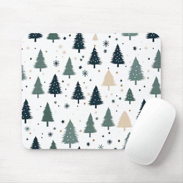 Simple Green Christmas Tree Mouse Mat (With Mouse)