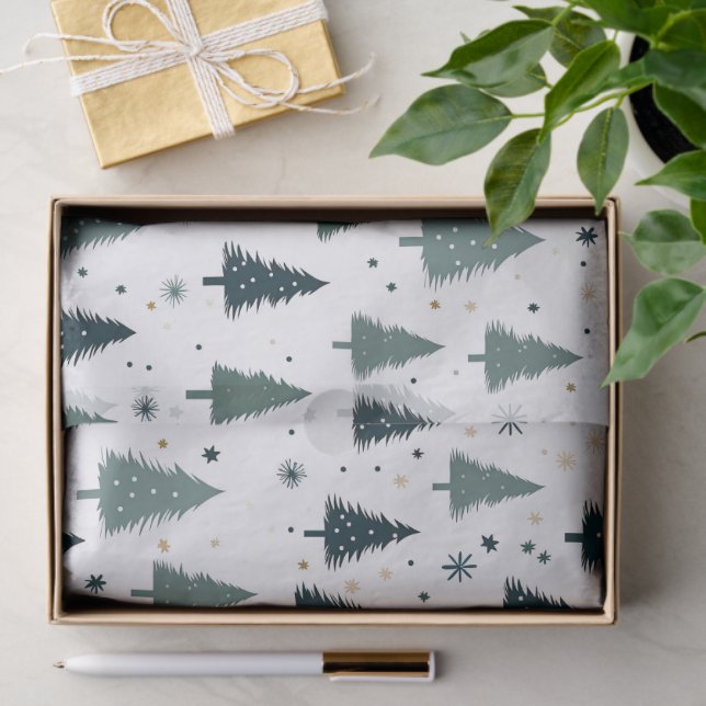 Simple Green Christmas Tree Tissue Paper (Gift)