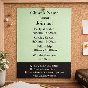 Simple Green Church Flyer, Join Us Services Flyer