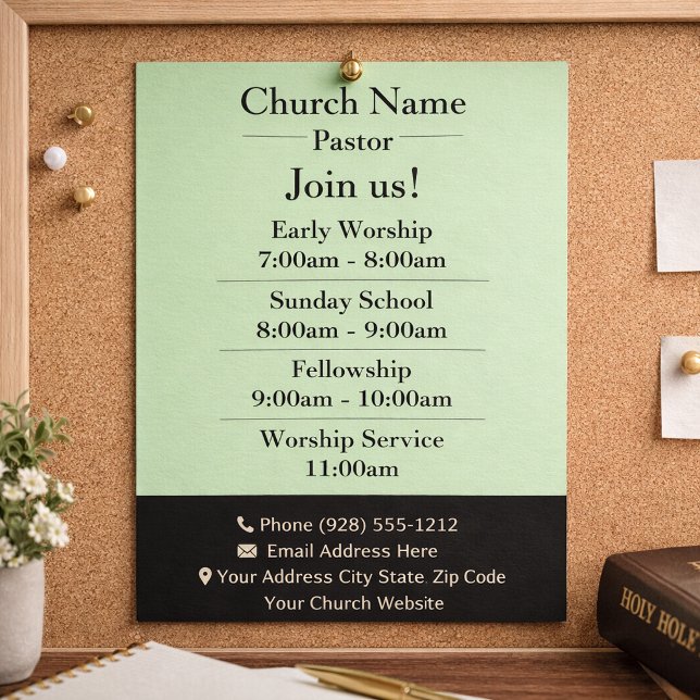Simple Green Church Flyer, Join Us Services Flyer (Creator Uploaded)