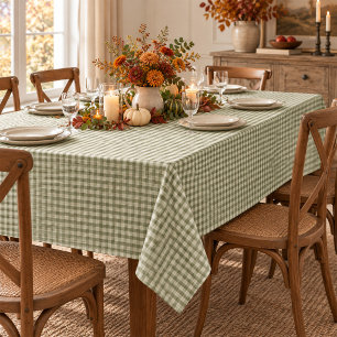 Simple Green Classic Gingham Pattern Tablecloth
